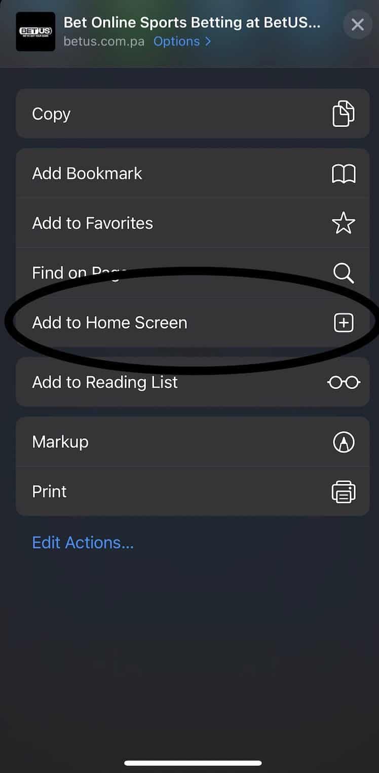 Add BetUS to your home screen.