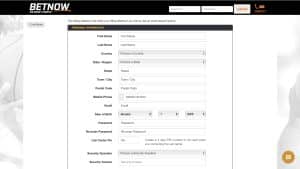 BetNow Sign Up Page