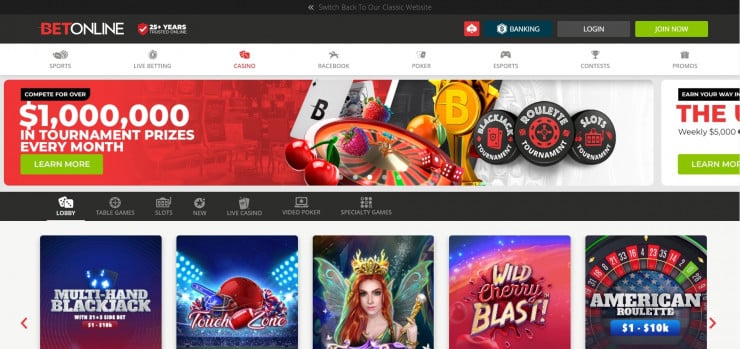 BetOnline is one of the best New Mexico casinos for playing table games