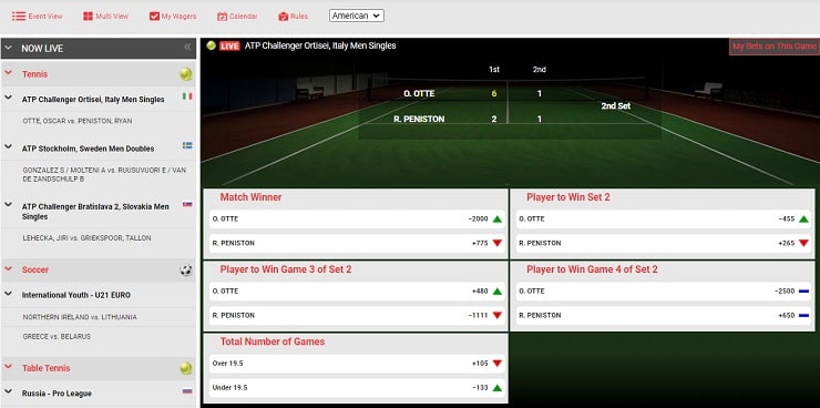 BetOnline Live Tennis Match