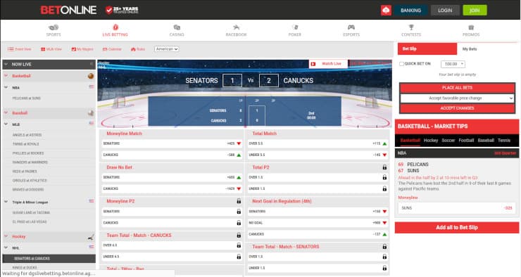 BetOnline NHL Live Bet