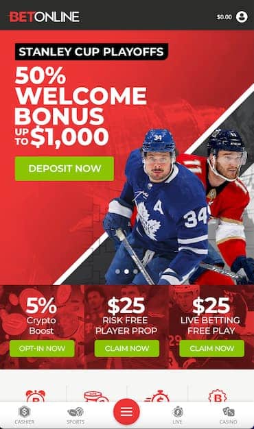 BetOnline Mobile Sportsbook Homepage Stanley Cup