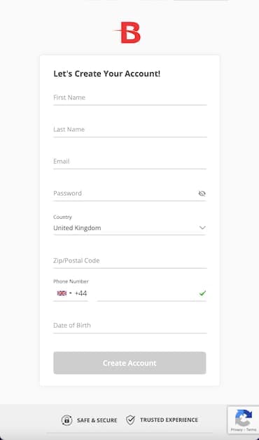 BetOnline New Hampshire Mobile Sign Up Page