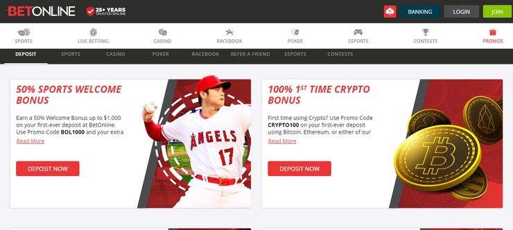 BetOnline promotions screen