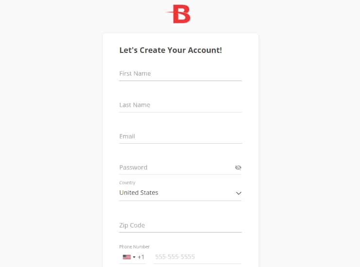 BetOnline registration form