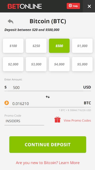 BetOnline sign up app Deposit amount and promo