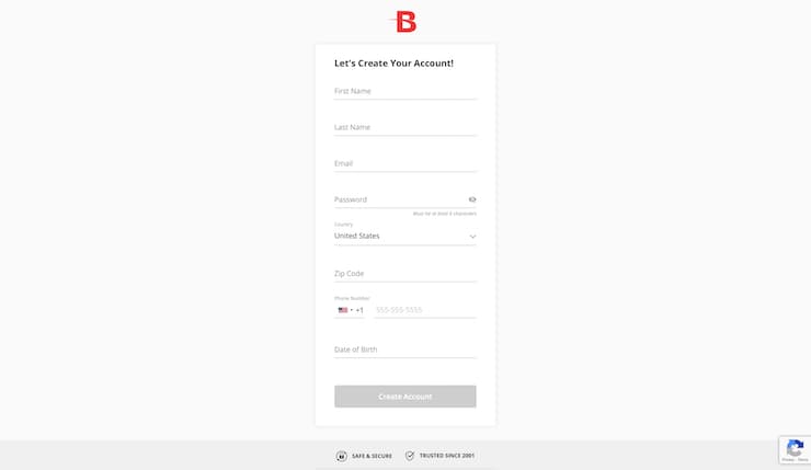 Step 2: Complete the BetOnline Sign-Up Form