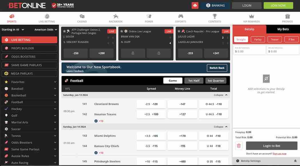 best Missouri sports betting sites - BetOnline sportsbook homepage
