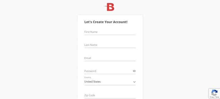 BetOnline registration form