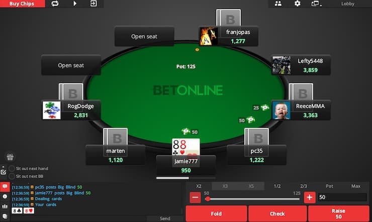 BetOnline Texas Hold'em Poker Free Play