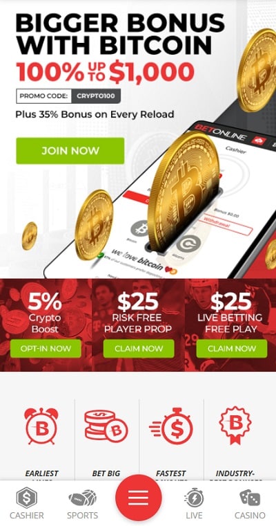 BetOnline ND Mobile Site