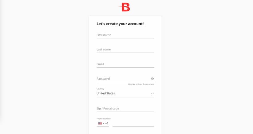 BetOnline registration form
