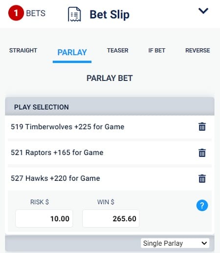 BetUS Mobile Betslip