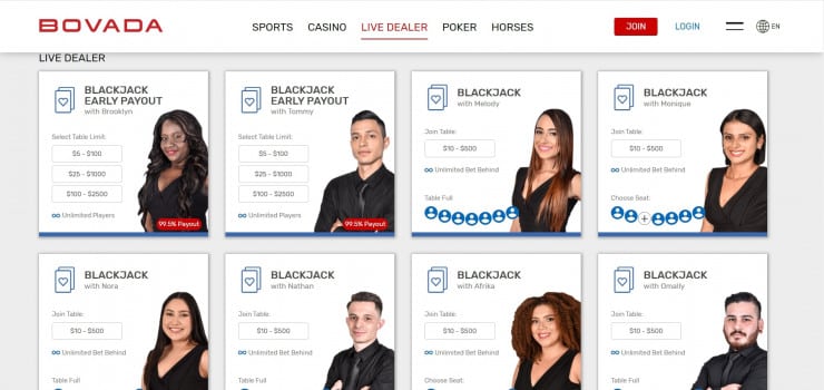 Bovada is the best live dealer casino in Alaska