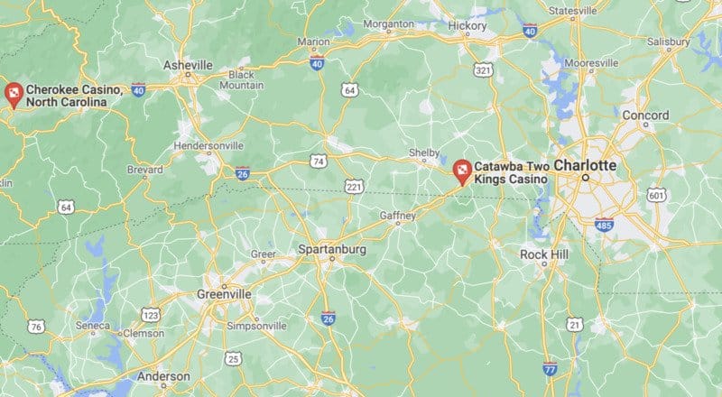 Charlotte Casinos Map