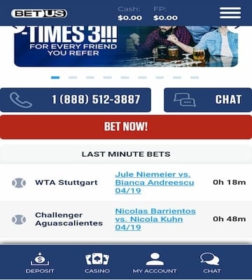 BetUS sportsbook screen