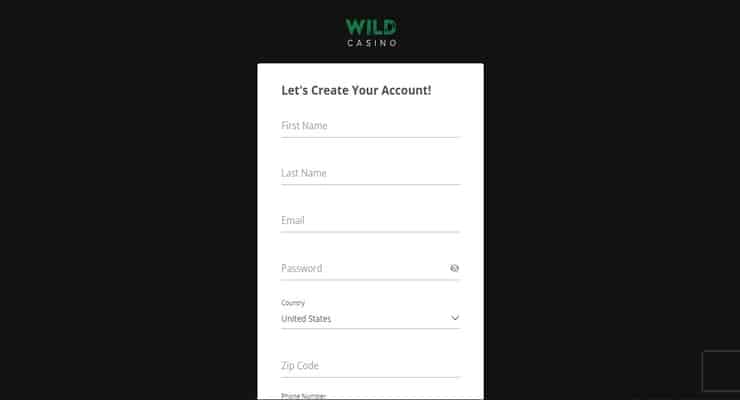 Wild Casino details screen