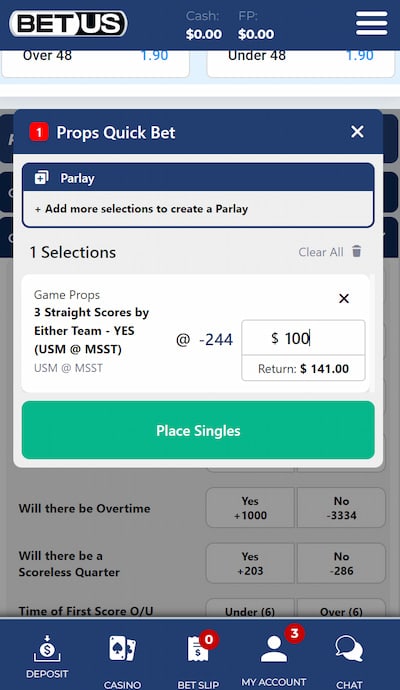 BetUs app sign up step 4