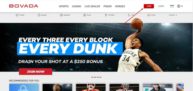 Bovada&rsquo;s homepage