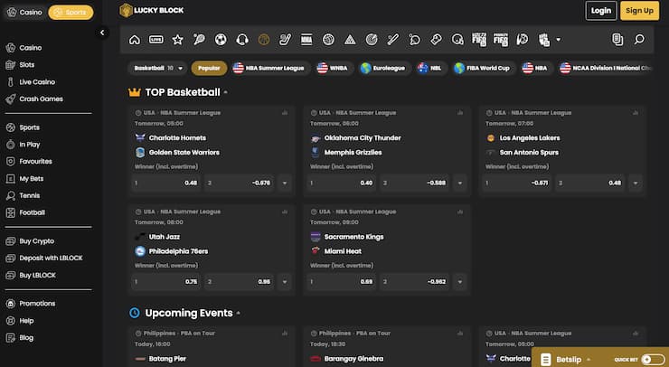 Lucky BlockSportsbook promo page