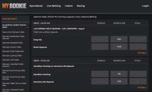 MyBookie Esports Betting Lobby