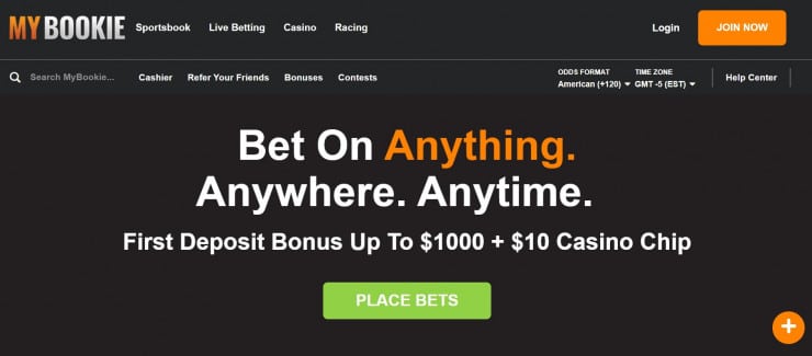 MyBookie homepage - one of the best Costa Rican sportsbooks