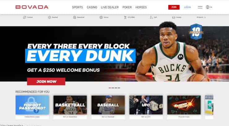 Bovada Home Page