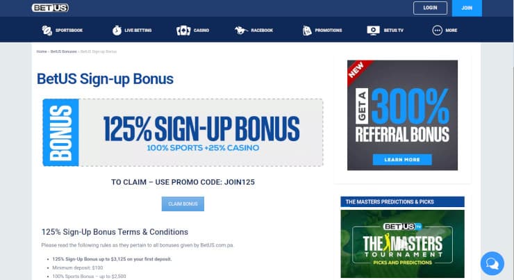 BetUS Sports Welcome