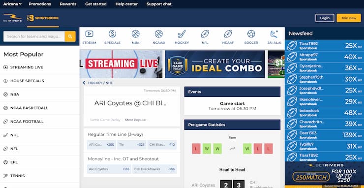 betrivers: best arizona sportsbook for hockey
