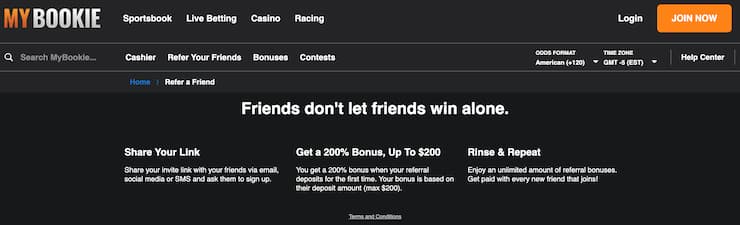 MyBookie - refer a friend bonus offer