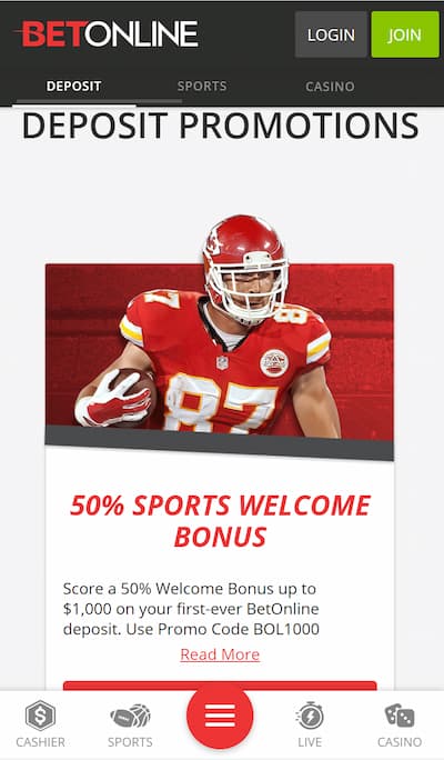 BetOnline deposit promotions