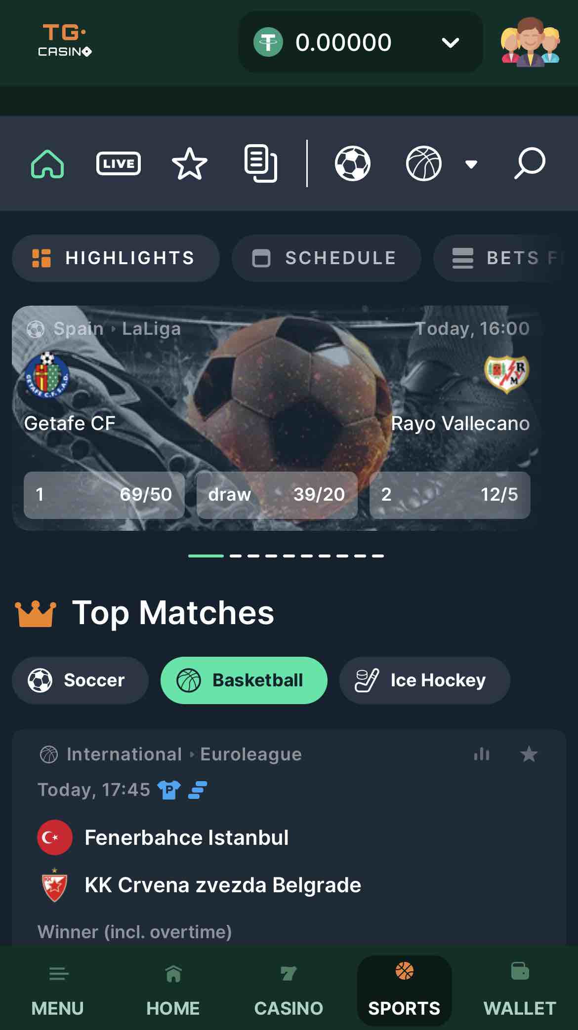 best Missouri sports betting sites - a screenshot of the basketball page from TG Casino