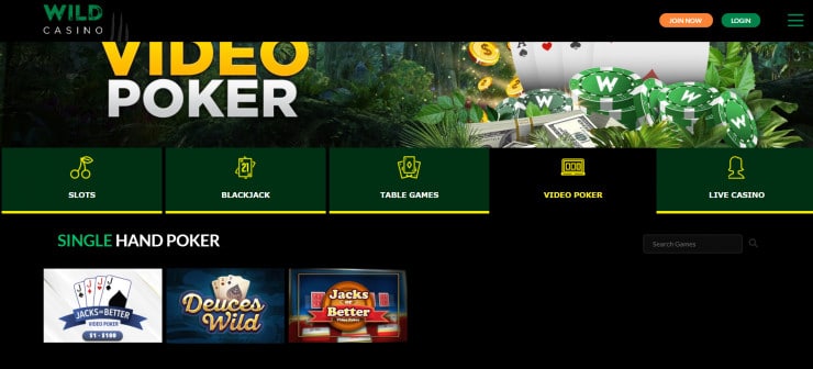 Wild Casino has a responsive gaming lounge