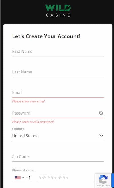 Wild Casino How to sign up 2 create an account