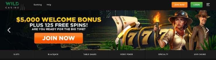 Wild Casino sign up process - step 1