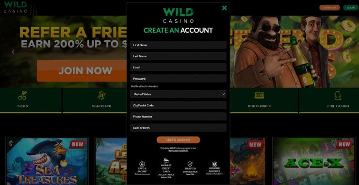 Wild Casino registration 