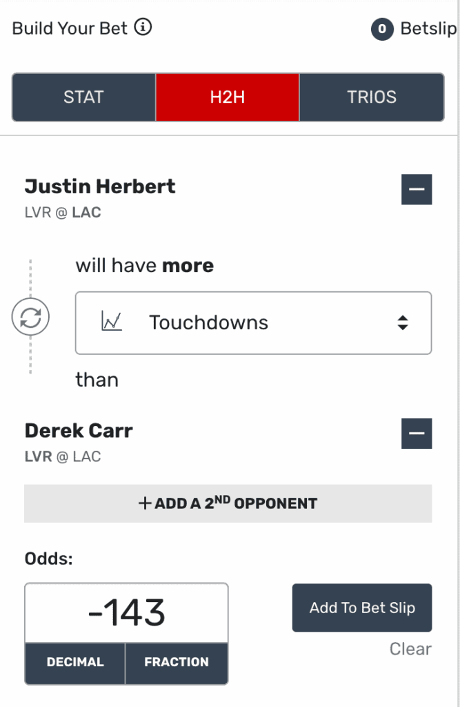 Bovada Sportsbook Build Your Bet Section
