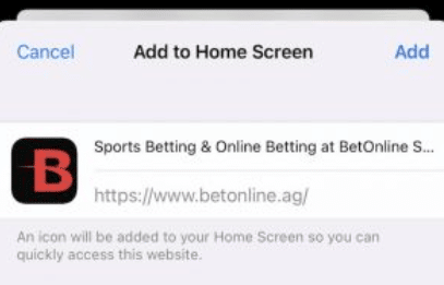 Add to Home Screen BetOnline