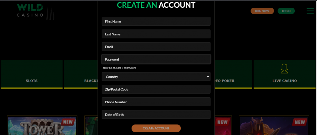 wild casino arizona verify account