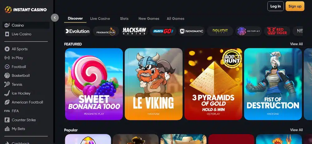 Instant Casino - safe and secure crypto casino